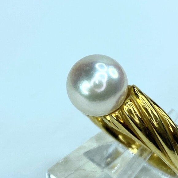 Mikimoto 8.18mm Akoya Pearl 18 karat South Sea Pearl ring 8.25g w/box JR8465 - Picture 8 of 10